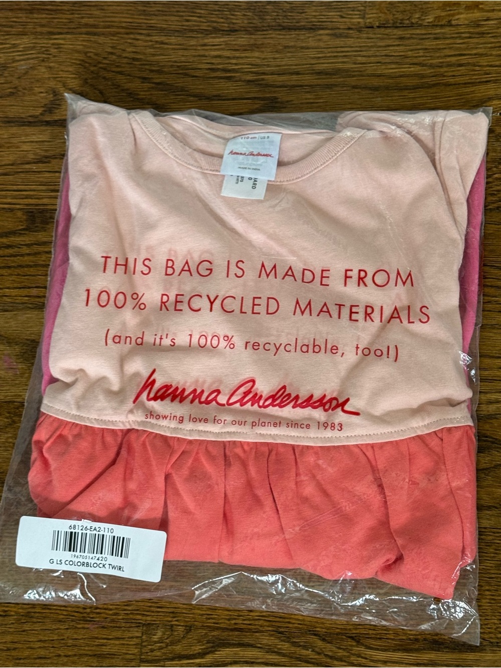 Hanna Andersson Pink Colorblock Twirl Dress size 5 new in bag NWT